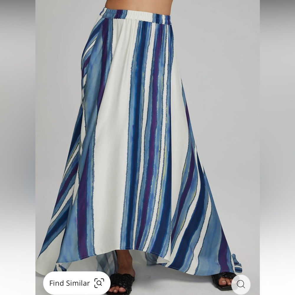 Blue and White Striped Maxi Skirt